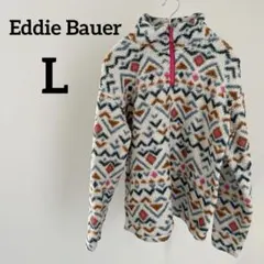 Eddie Bauer 幾何学模様 フリースジャケット 【L】 ボア
