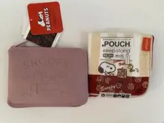 スヌーピー コンパクトケース付き折りたたみショッピングバック タオルポーチ
