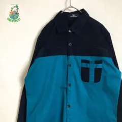 【長袖シャツ】緑 コーデュロイ メンズ古着