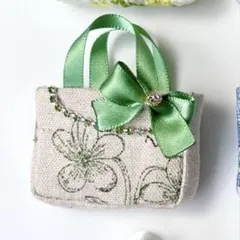 【即購入歓迎】ぬいぐるみ用ミニバッグ(ボタニカル緑)