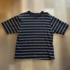 nico and ボーダー 半袖Tシャツ ネイビー×グリーン