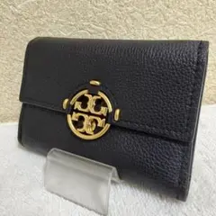 トリーバーチ　3つ折り財布　レザー　ブラック　金具のサムネイル