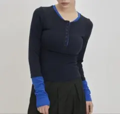 Enewd nina half button bicolor tops