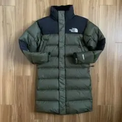 XSノースフェイスオリーブグリーン緑ロングバルトロダウンジャケットNORTH