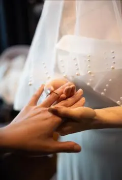 【パール付き】ウェディングベール　ロングベール　パール　白