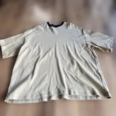 ベージュ コットン 五分袖 Tシャツ