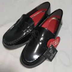 新品　ルーズローファー　靴　ブラック　レッド　24.0cm　レディース