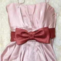 値下げ‼︎配色リボン・バルーンスカートドレス ピンク
