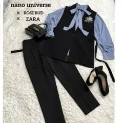 セレモニー 3点セット✨入園式　入学式　ジレ　ママスーツ★ブラック　ブルー　M