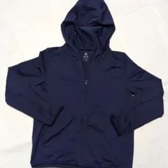 ユニクロ　エアリズム　ネイビー フード付きジップアップパーカー 130