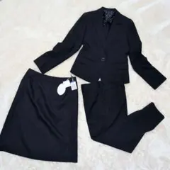 ✨美品✨エヌラインプレシャス シルク混 セットアップ 3点 ネイビー ストライプ