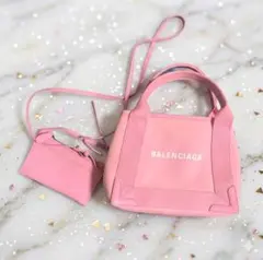BALENCIAGA ネイビーカバス ピンク トートバッグのサムネイル