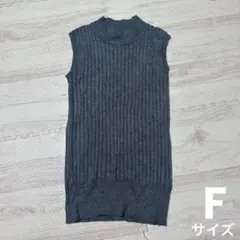 レディース ノースリーブ ニット ハイネック グレー F フリーサイズのサムネイル