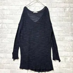 ザラ ZARA サマーニット S ネイビー 薄手 透け感 ゆるダボ レイヤード