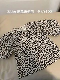 H&Mヒョウ柄バルーンスリーブTシャツ XS