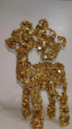 X'masオーナメント_ゴールド&シルバーのトナカイ親子