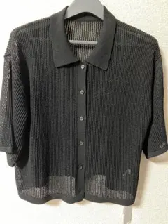 新品未使用　UNITED ARROWS メッシュ 半袖カーディガン ブラックのサムネイル