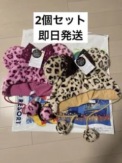 新品未使用 ディズニー ファンキャップ　ヒョウ柄　セット　レオパード　ミニー