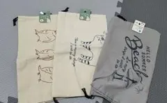 巾着袋 Lサイズ 3枚セット 体操着袋　猫　鳥