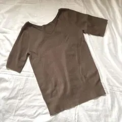 PLST ブラウン 2WAY 半袖リブニット　Mサイズ