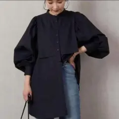 マトンスリーブボリュームシャツ フリークスストア　ブラック　チュニック