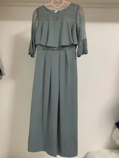 グレー ミント レース パーティー ドレスワンピ 結婚式 成人式 二次会