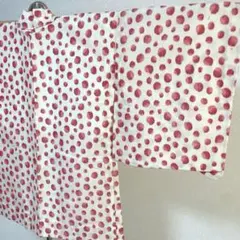 かわいい　赤　水玉　羽織　単衣　難あり　リメイク