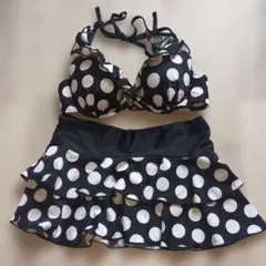 水玉模様 フリル付きセパレート水着　11号