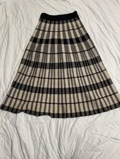 【palm RICHE】ポームリシュ ニットスカート　チェック　フレア　ロング