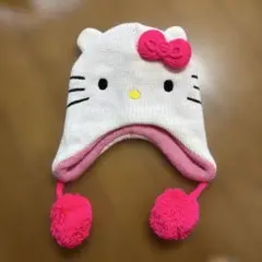 未使用　ハローキティ ニット帽 ホワイト・ピンク
