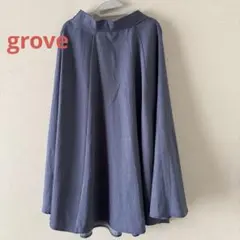 グローブ　デニムライク　フレアスカート　ブルー　S