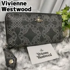 Vivienne Westwood 長財布 ブラック 総柄 ラウンド オーブ柄黒