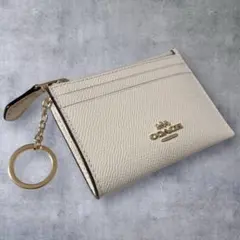 【美品】コーチ　フラグメントケース　コインケース　パスケース　白　レザー