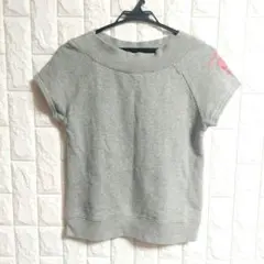 TOMMY GIRL（トミーガール）半袖　ボートネック　トップス　グレー　M　㉝のサムネイル