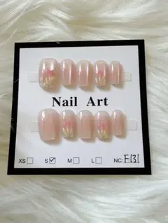 [3点購入で1点無料❗️]ネイルチップ ピンクチューリップデザイン Sサイズ