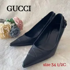 希少‪☆極美品☆GUCCI　グッチ　ポインテッドトゥ　ハイヒール　レザー ベルト