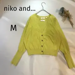 ニコアンド アンサンブル ニットカーディガン 若草色 リブ a1704⑤