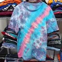 00sジーgハイチ製XSヴィンテージタイダイ青ロゴtシャツUSA直輸入メンズ古着