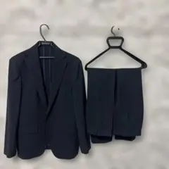 洋服の青山　スーツ　A5 メンズ　チェック　青　清涼　ストレッチ軽量