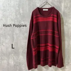 4452【ハッシュパピー】ボーダーニット　セーター　メンズ　長袖　　L