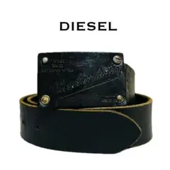 【美品】ディーゼル　レザーベルト　ブラック　プレートバックル