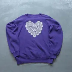 m*p様 Hanes 90s USA製 A0362 スウェット L 紫 白 ハー