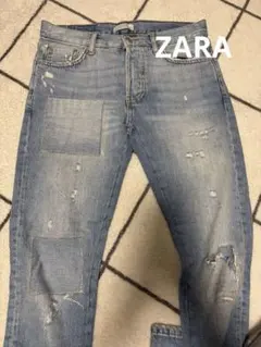 ZARA WOMAN テーパードデニム　ダメージデニム