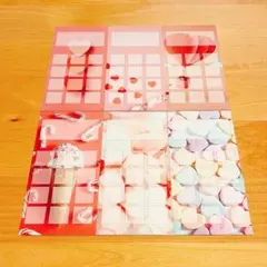 月謝シート 積立シート 家計管理 袋分け貯金 家計簿 6枚セット ハート お菓子