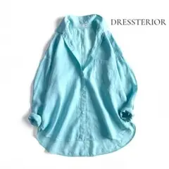 ◆美品◆ DRESSTERIOR リネンシャツ ロゴ刺繍 ドレステリアのサムネイル