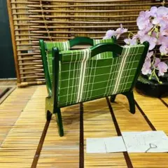 新品 未使用 マガジンラック 緑 グリーン 昭和レトロ 当時物 インテリア
