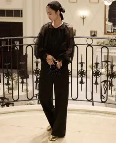 forksy. マルチウェイシアーブラウス＆ストレートパンツセット