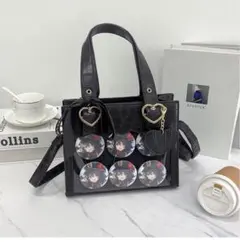 痛バッグ　ブラック　ミニトート　ショルダー　2WAY　推し活 　痛バ