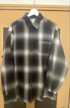 Cal Top オンブレブラック・ホワイト チェックシャツ M