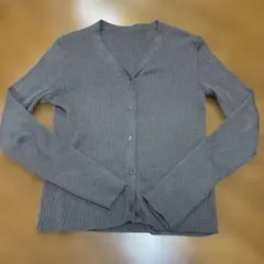 無印良品　なめらかリブ編みＶネックカーディガン　s グレー